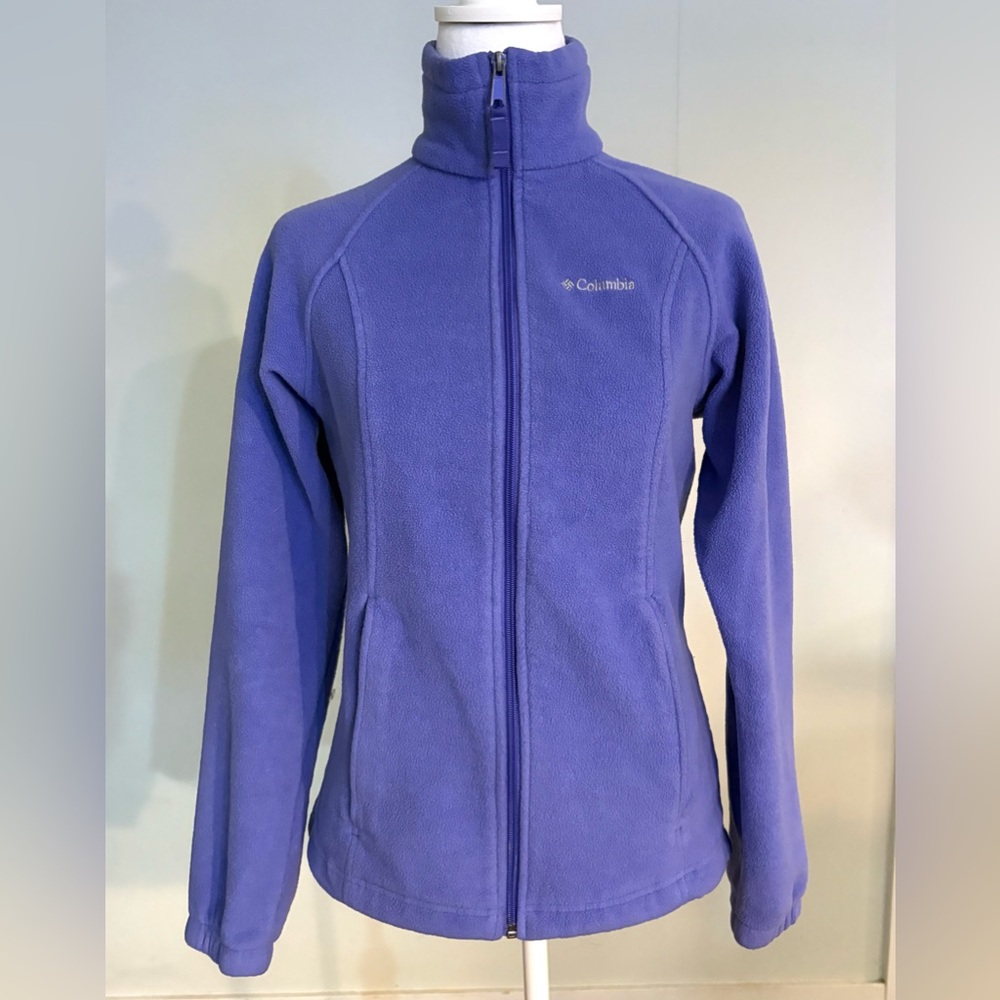 Columbia, Fleece Semi Fitted Jacket with Zip Pockets, High Neck, Purple, Size S